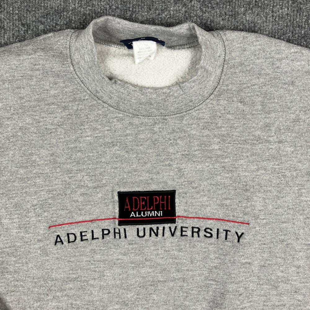 Jansport Sweatshirt Mens Size M Gray‎ Adelphi University Alumni Crewneck Logo